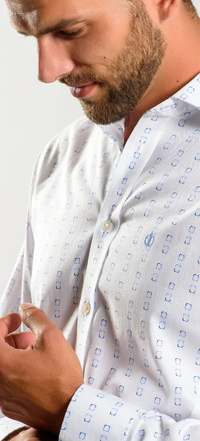 Alain Delon camicia bianca fantasia extra slim