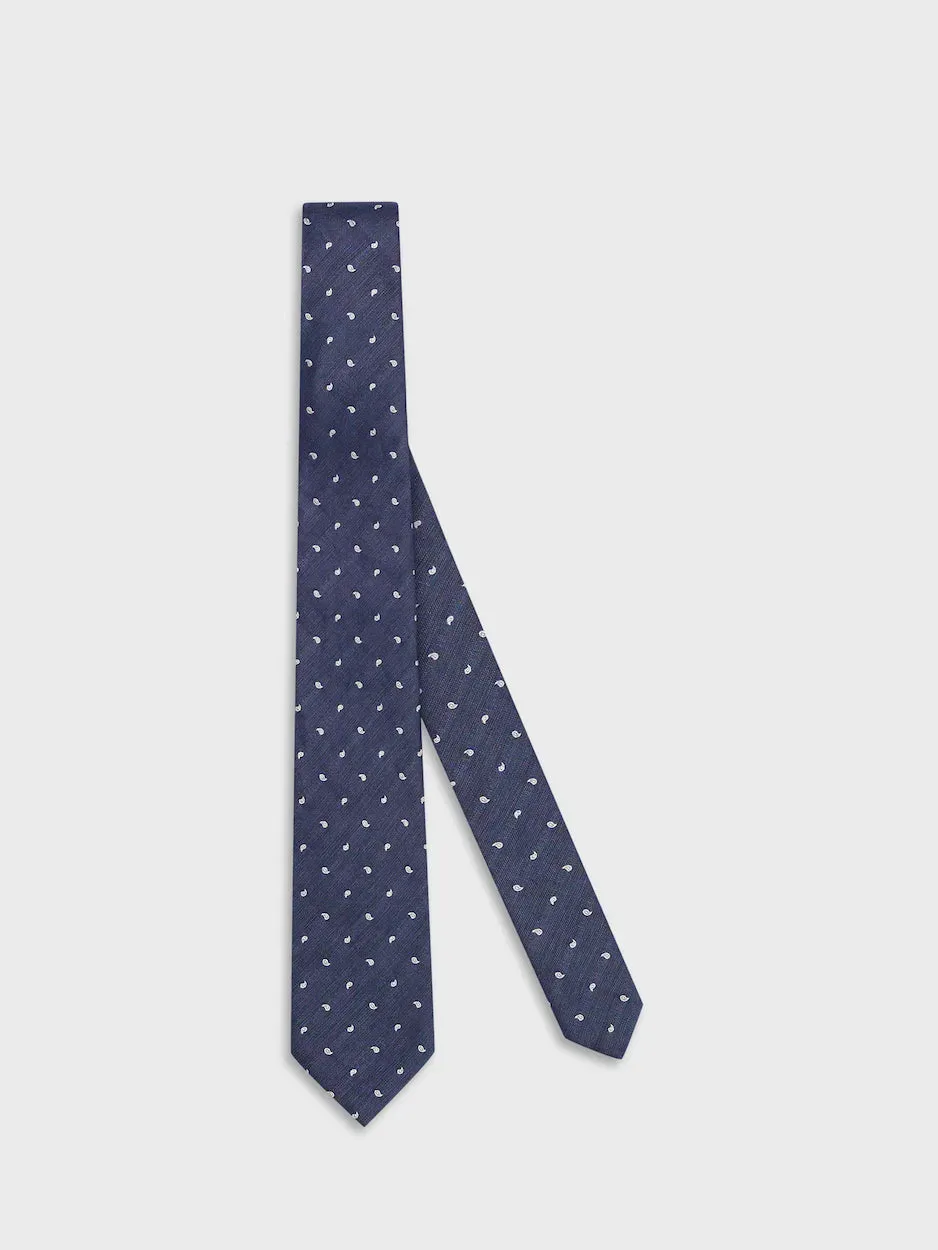 Caruso cravatta blu seta jacquard