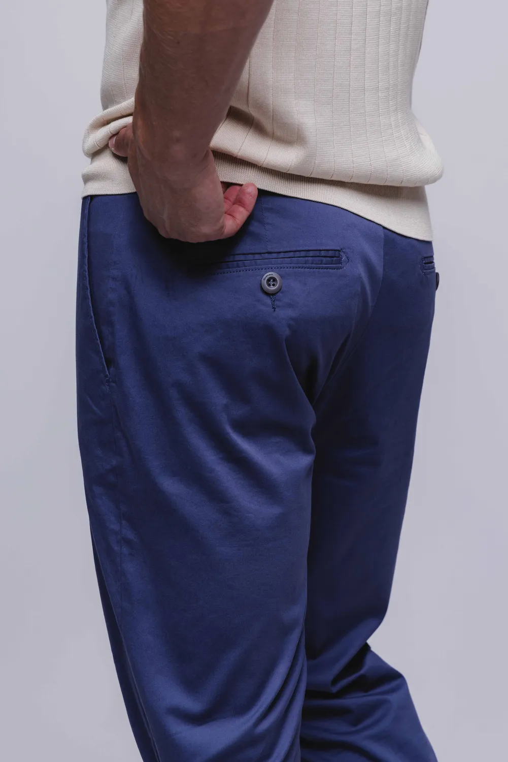 Alain Delon chinos grigio-blu cotone elasticizzato