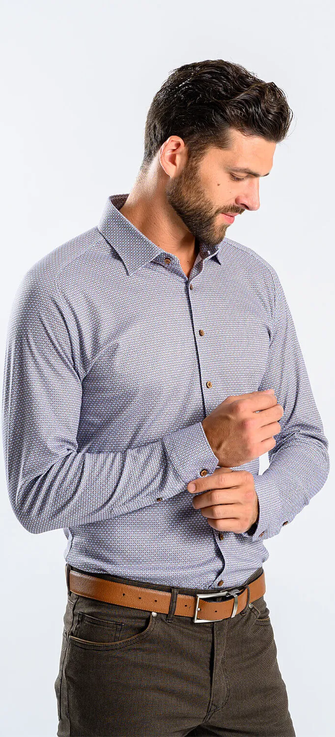 Alain Delon Extra Slim camicia marrone fantasia stretch