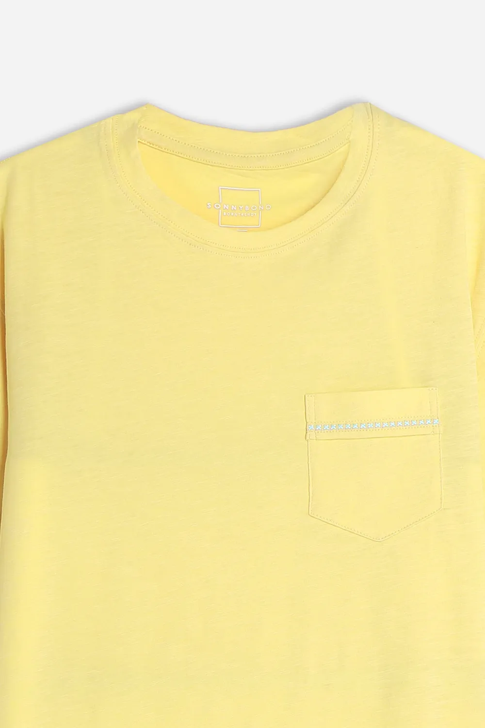 Sonny Bono T-Shirt Girocollo Slub Taschino Giallo Chiaro