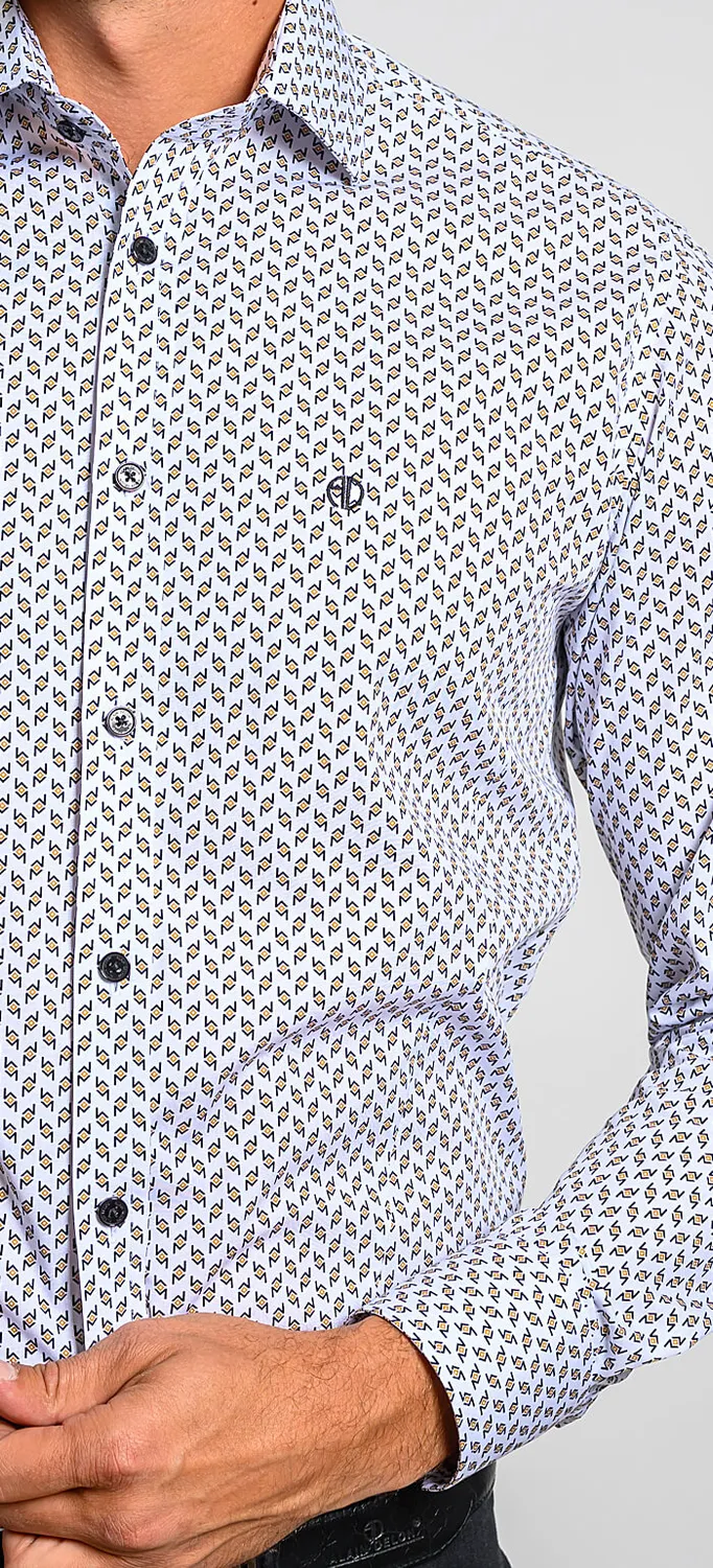 Alain Delon Patterned Casual camicia giallo-nera Extra Slim