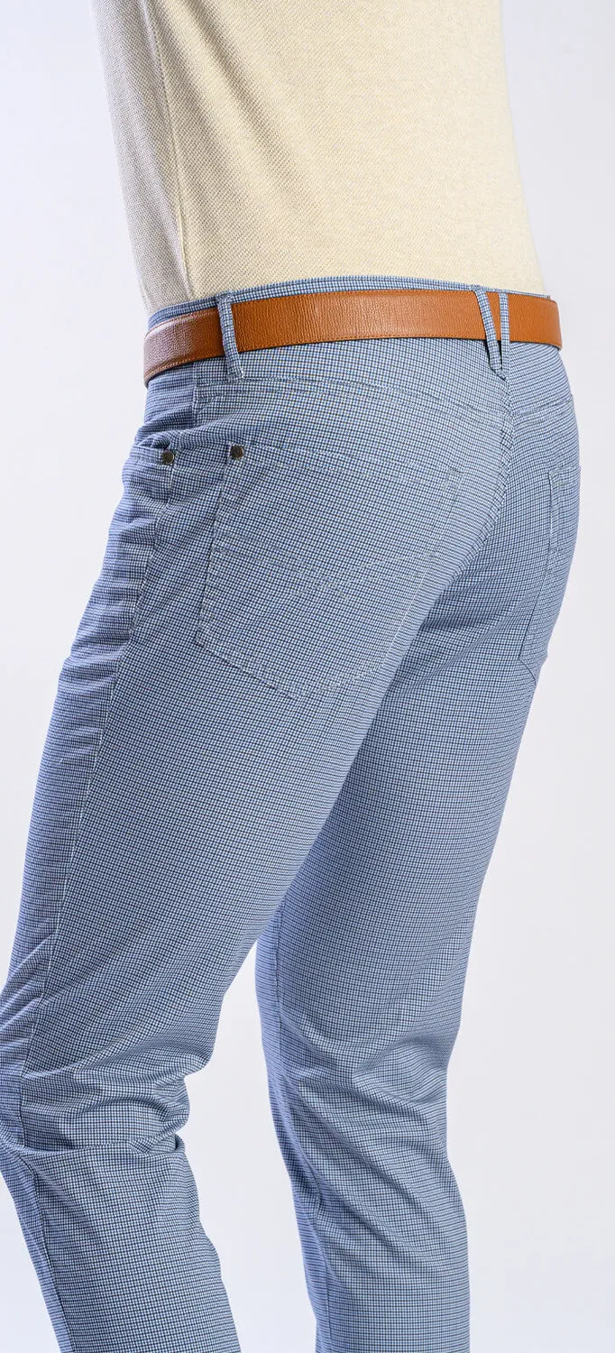 Alain Delon pantaloni slim fit blu grigio cotone