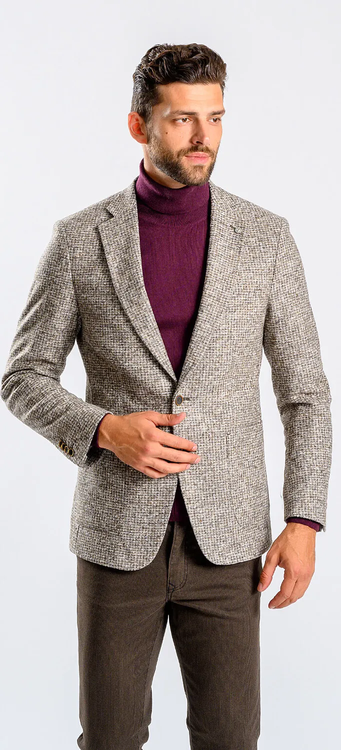 Alain Delon giacca beige cotone lana slim XL
