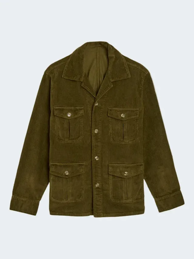 Sand Menswear Anders Safari 0778 overshirt velluto verde