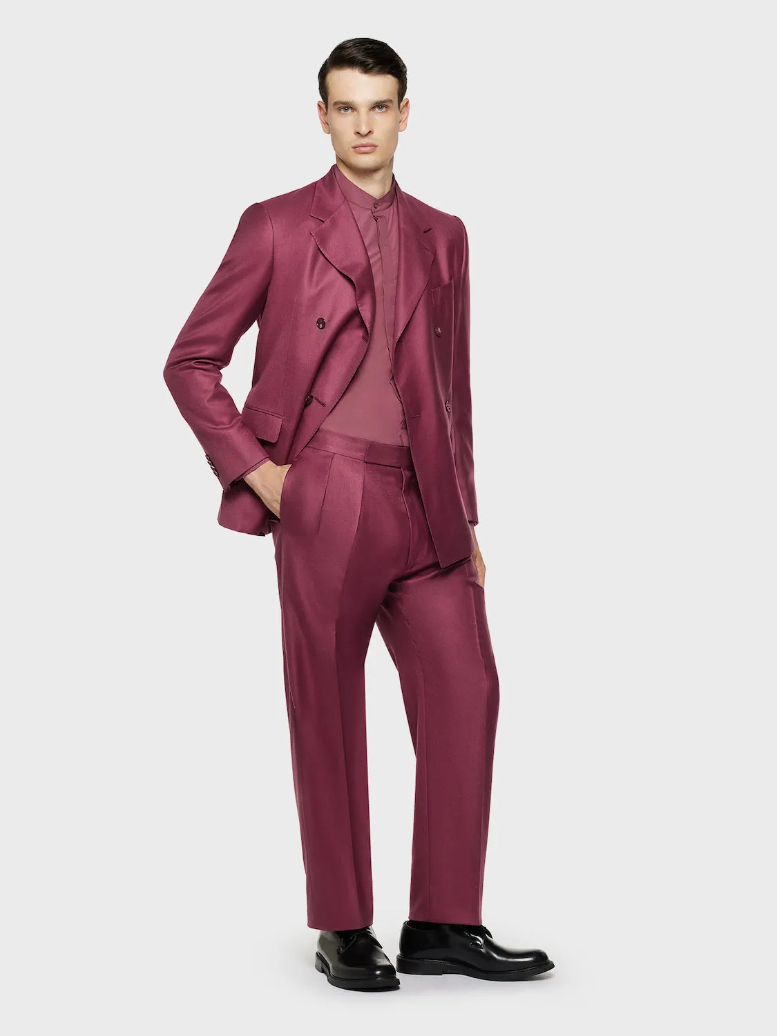 Caruso Butterfly camicia coreana cotone bordeaux