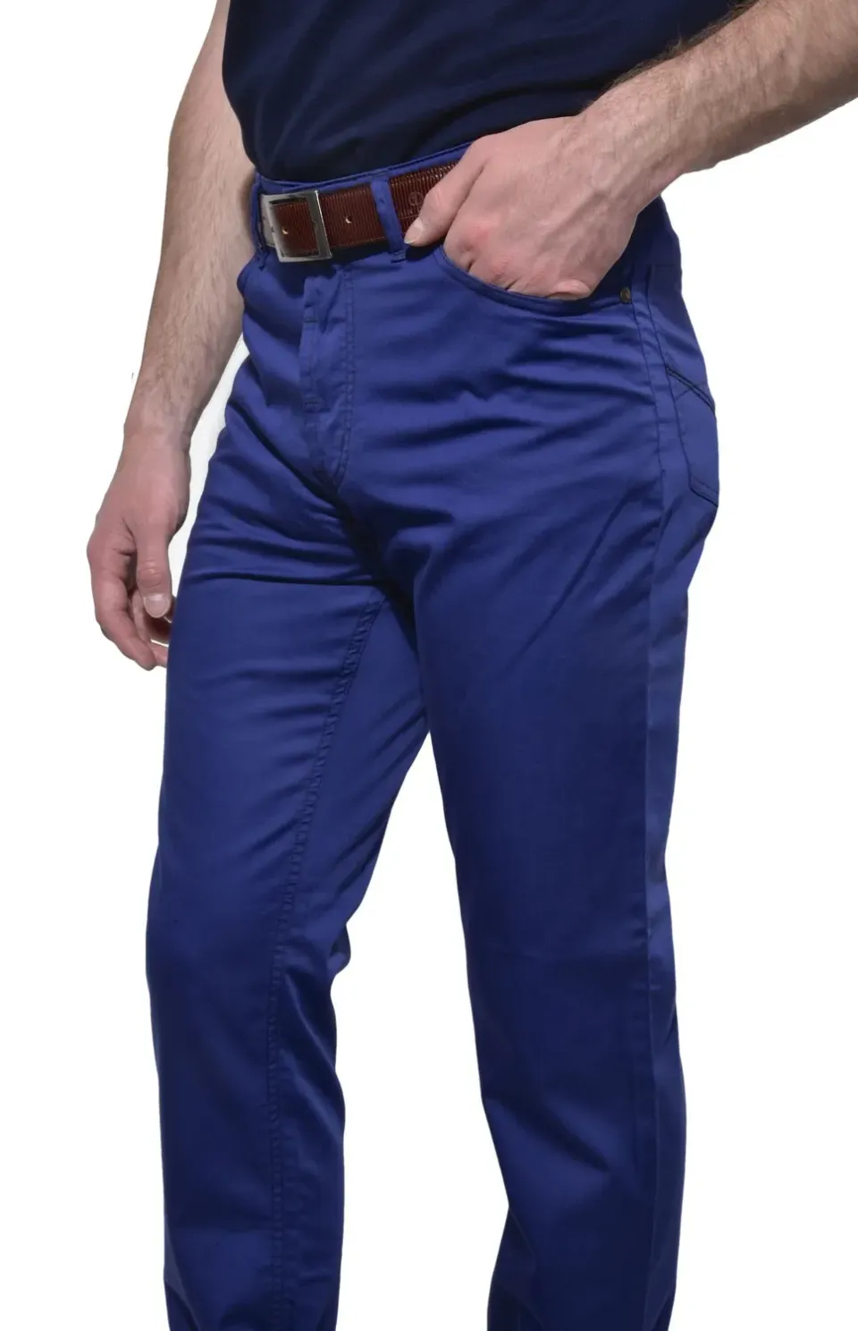 Alain Delon pantalone casual blu slim fit cinque tasche