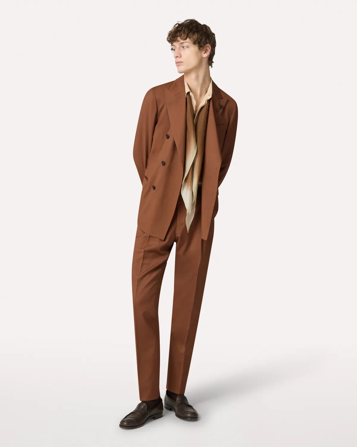 Lardini pantalone una piega marrone saia leggera