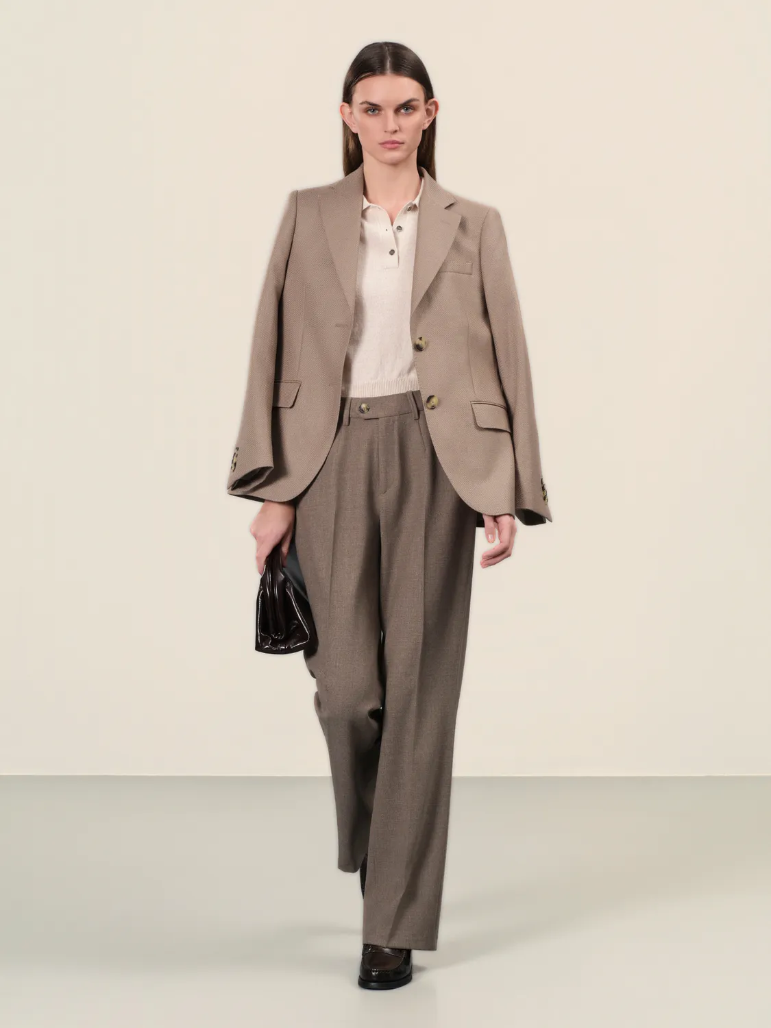 Sand Tweed Stretch Blazer Cammello Chiaro