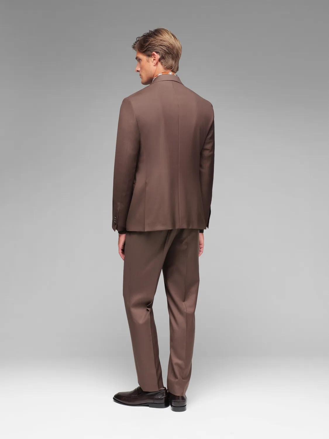 Paoloni Abito doppiopetto twill lana super 110's marrone