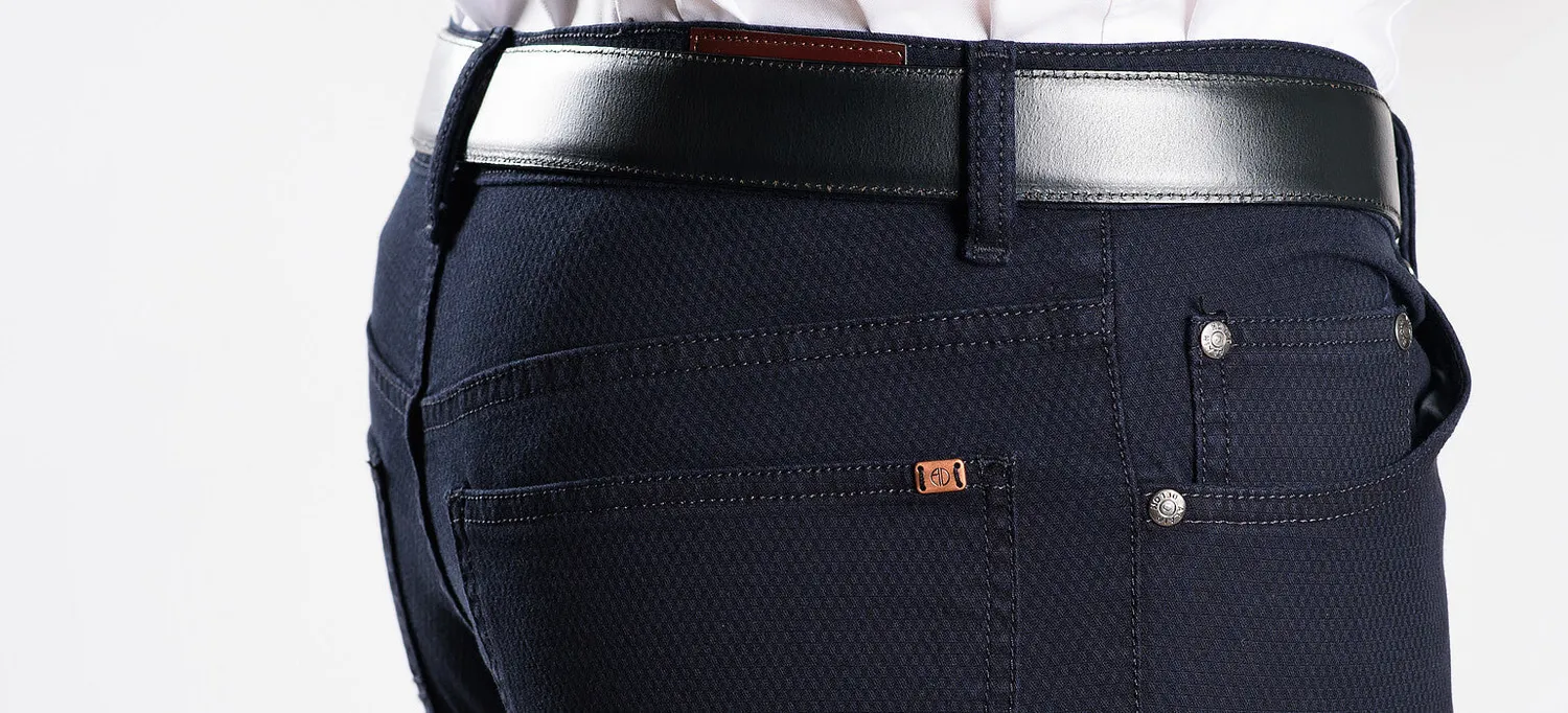 Alain Delon pantalone casual blu scuro slim fit cotone
