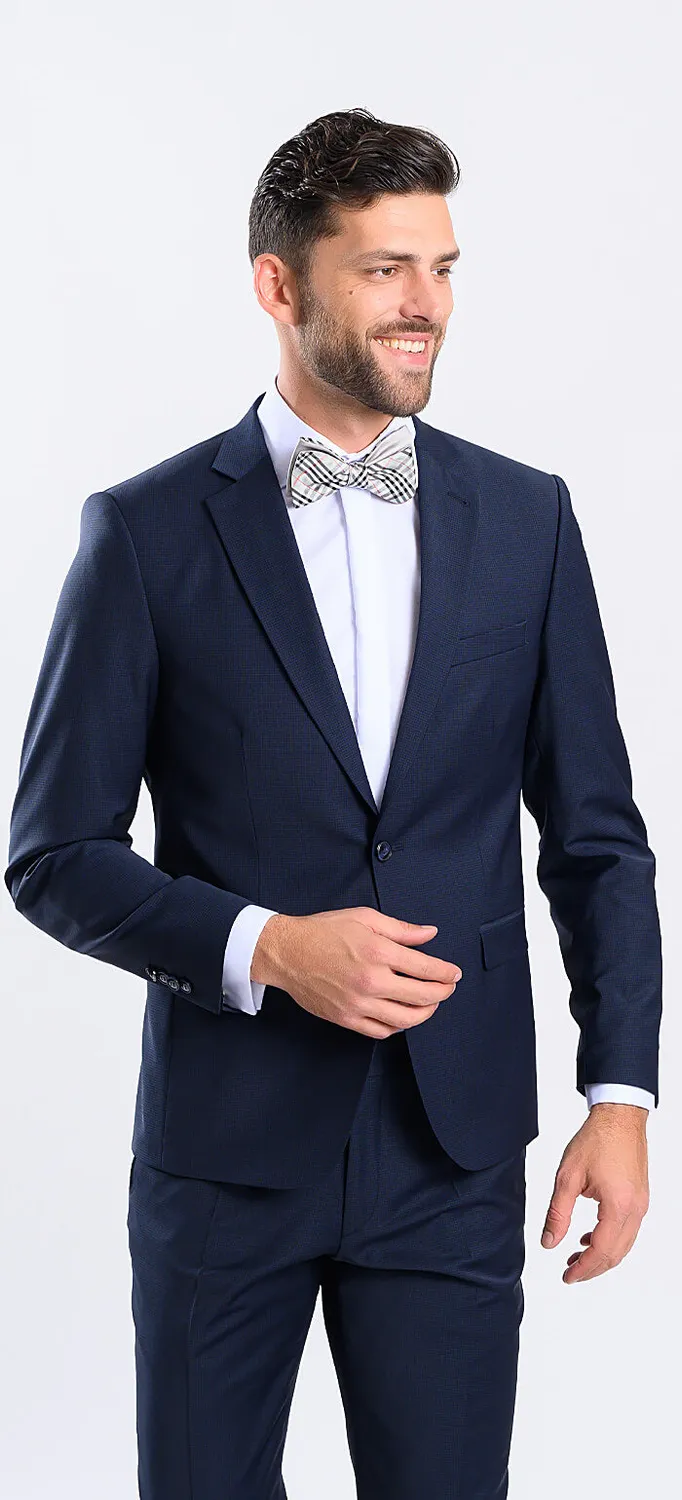 Alain Delon abito slim fit blu quadretti XL
