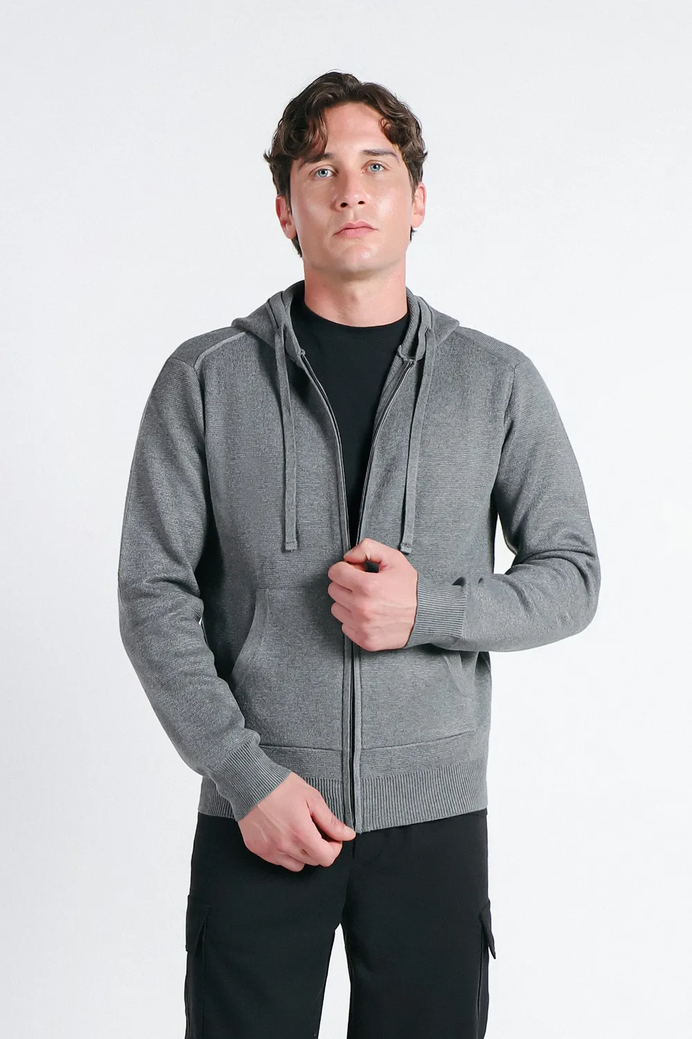 Sonny Bono Maglia Zip Cappuccio Grigio Medio Milano