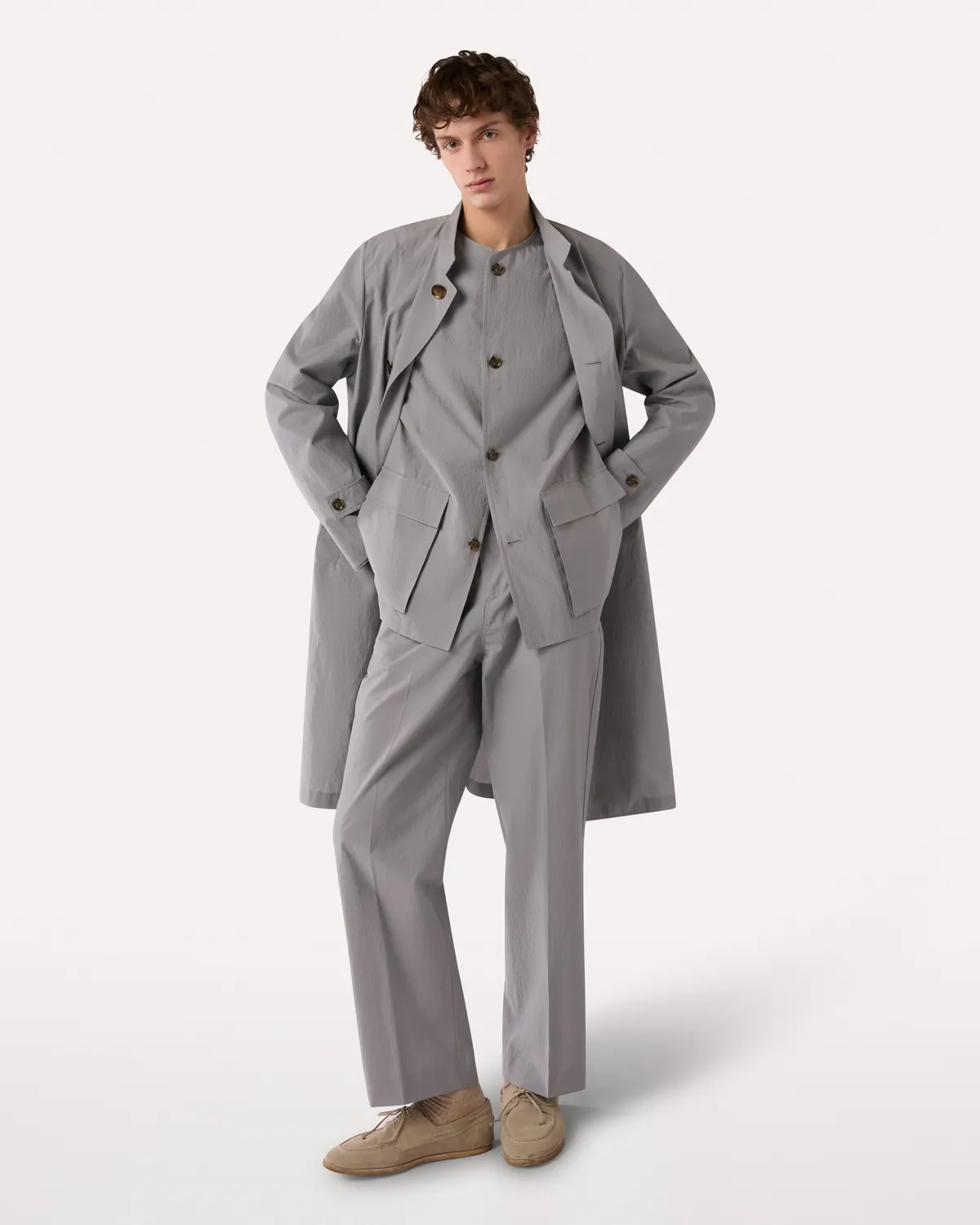 Lardini Capsule giacca grigia seersucker 4 bottoni