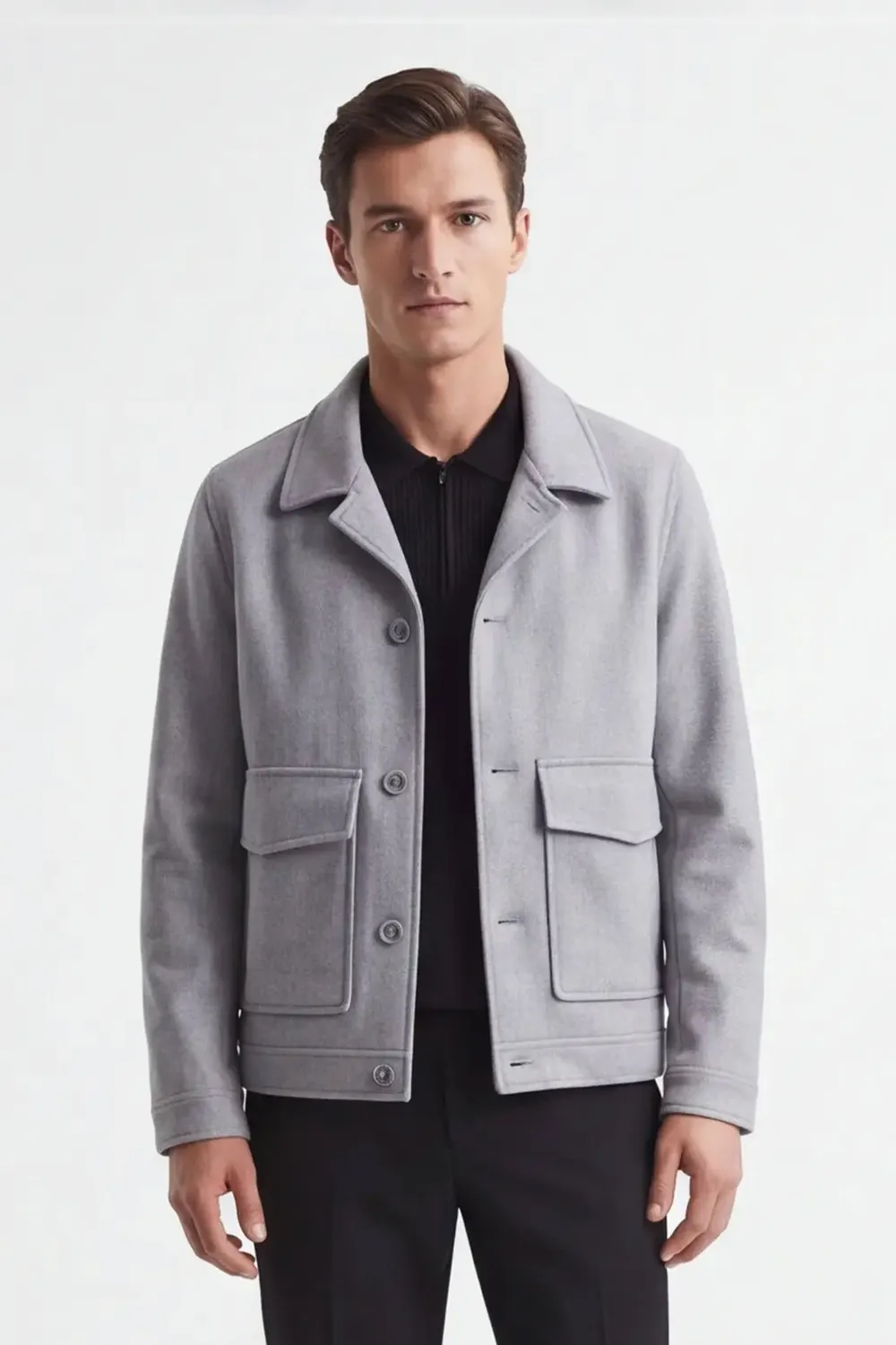 Sonny Bono WA 05201GB 326 giubbotto panno grigio collo camicia