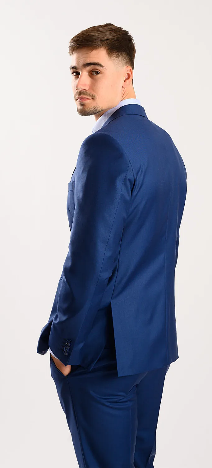 Alain Delon abito blu royal slim fit in lana