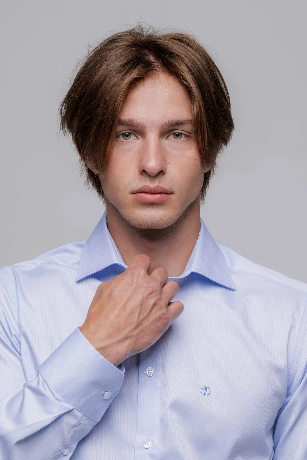 Alain Delon Camicia Azzurra Slim Fit 41 cotone