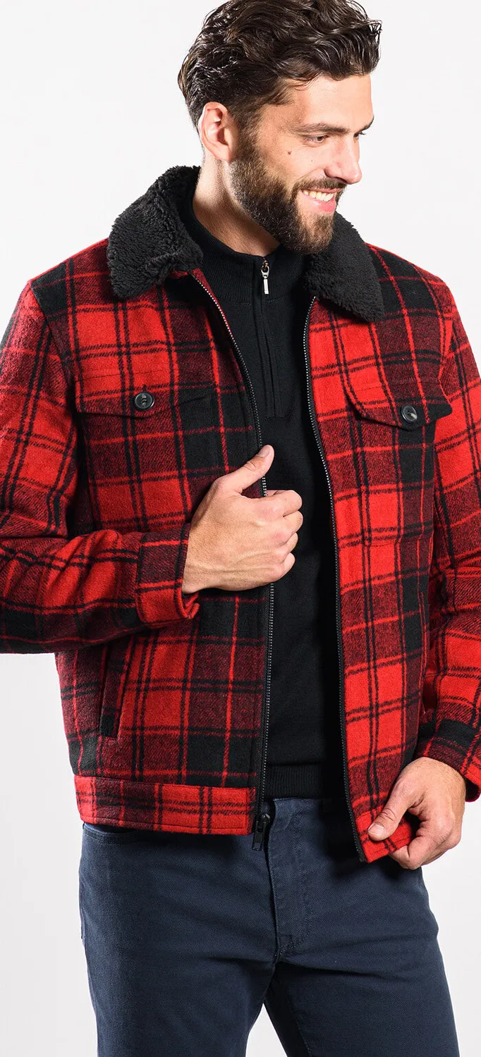 Alain Delon giacca flanella rossa quadri slim fit