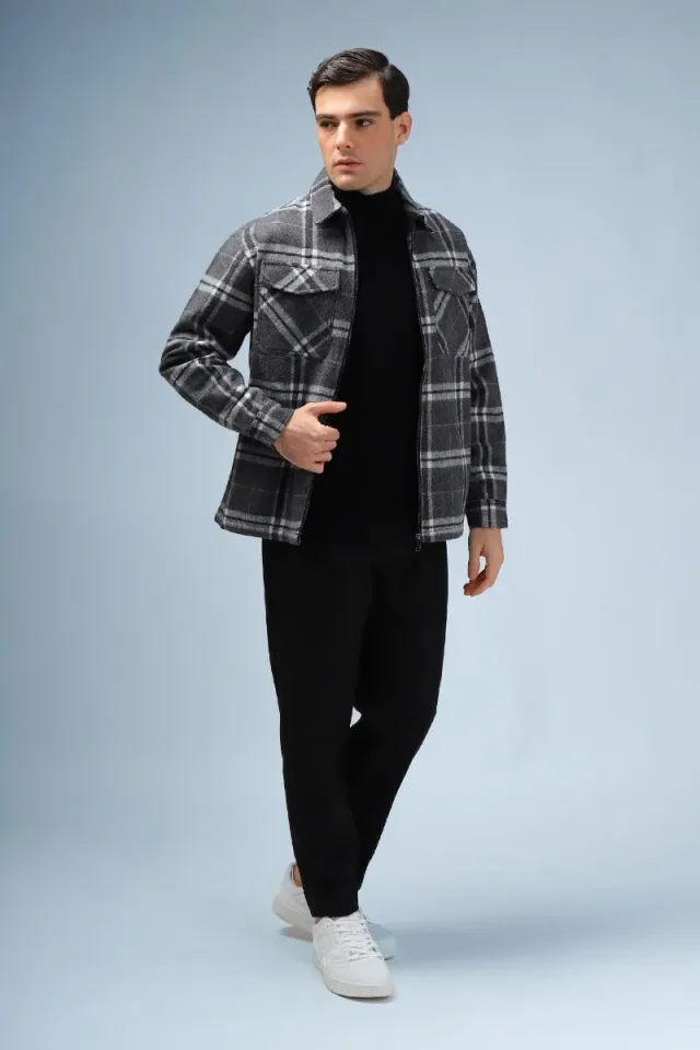 Sonny Bono Giubbotto Overshirt a Quadri Grigio
