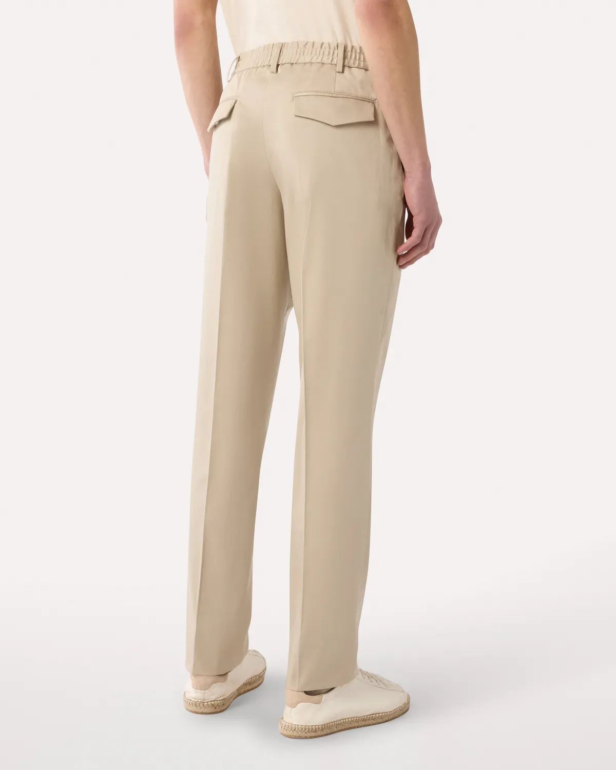 Lardini Pantalone Cotone Beige Elastico Uomo