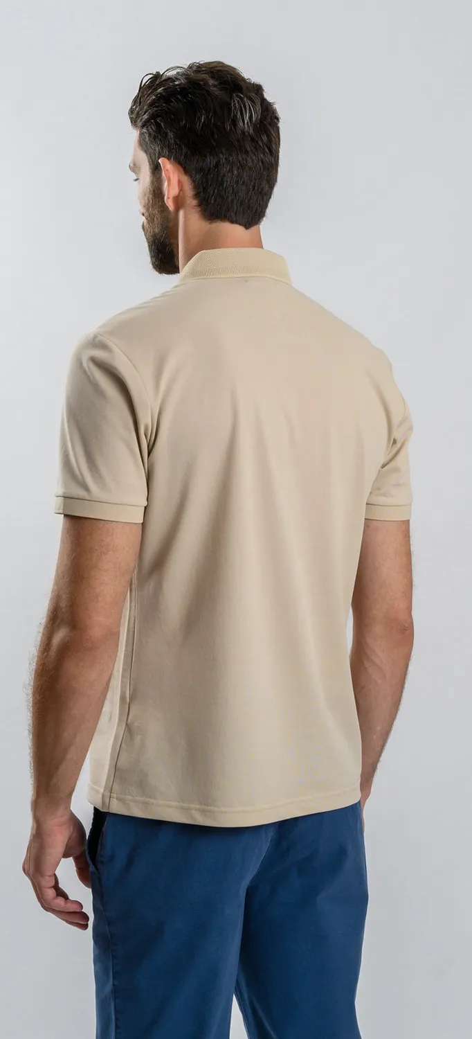 Alain Delon Polo Beige Cotone Manica Corta Slim Fit