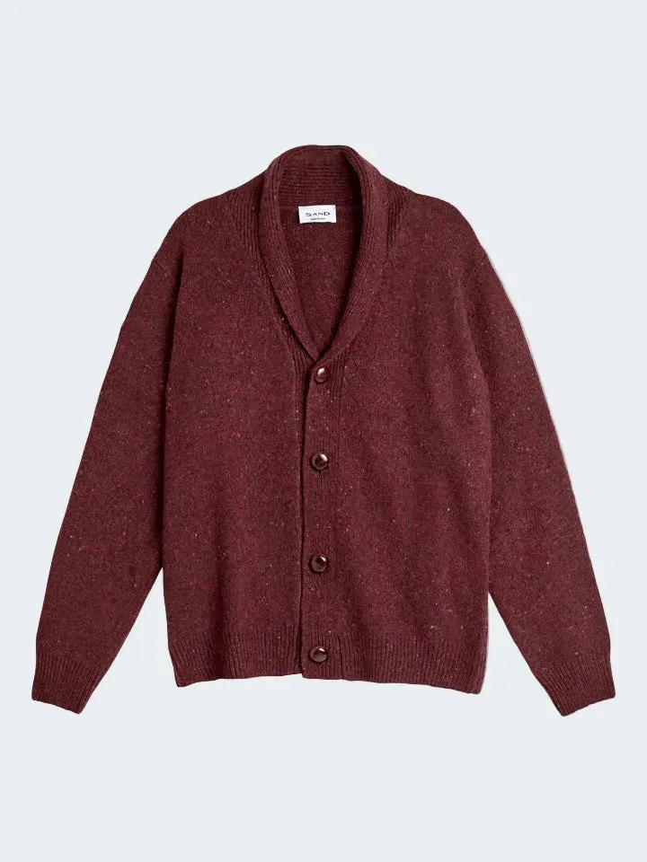 Sand Menswear Cardigan Misto Lana 5686 Scialle Rosso Scuro