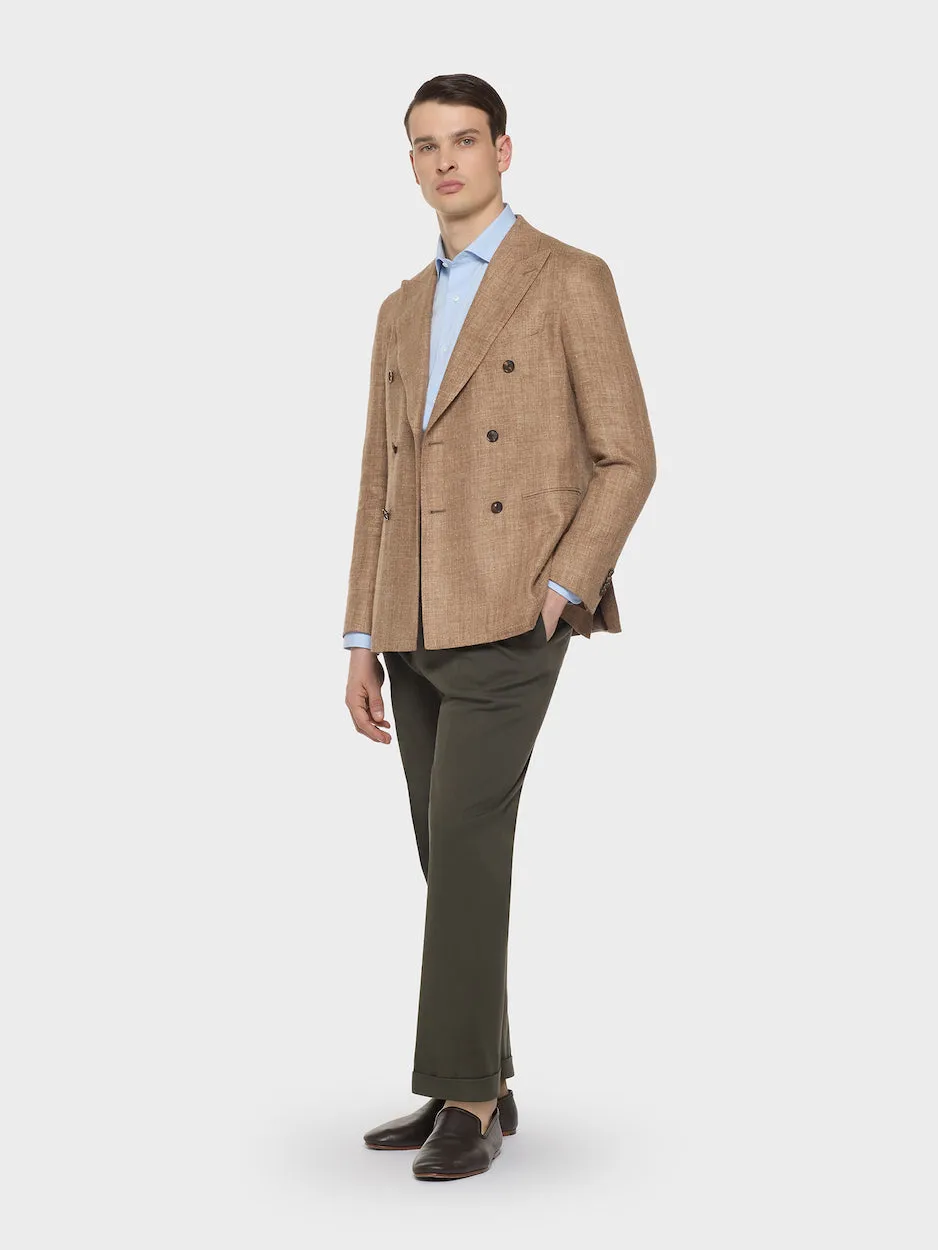 Caruso Norma pantalone carrot fit flanella lana verde