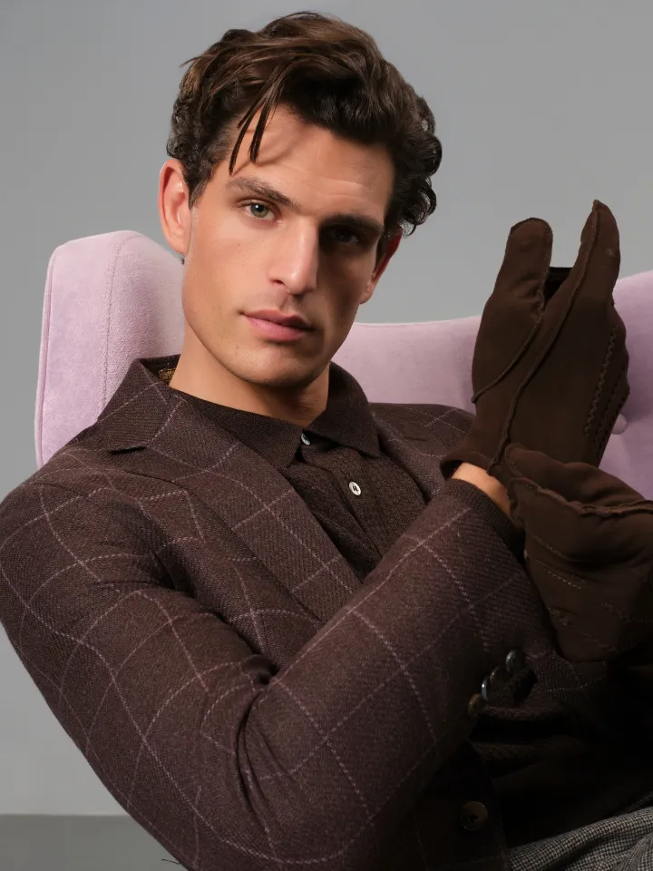 Sand Menswear Star Easy blazer quadri cashmere marrone