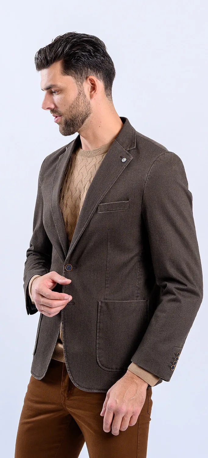 Alain Delon Peacoat Marrone Slim Fit Motivo Pepito