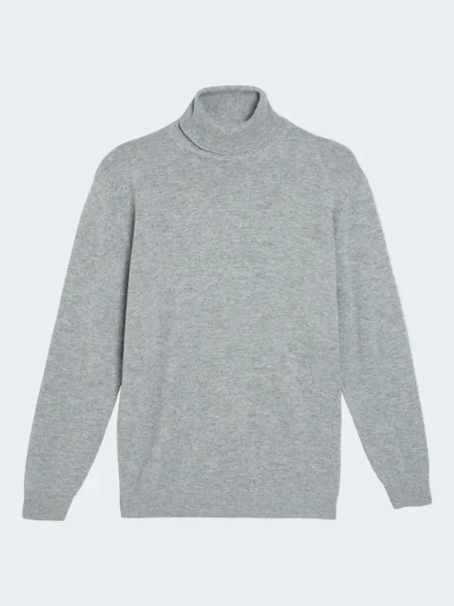 Sand Alpaca Merino 120 maglione dolcevita grigio perla