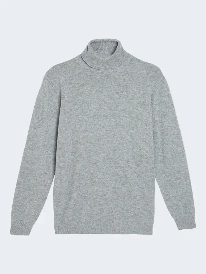 Sand Alpaca Merino 120 maglione dolcevita grigio perla