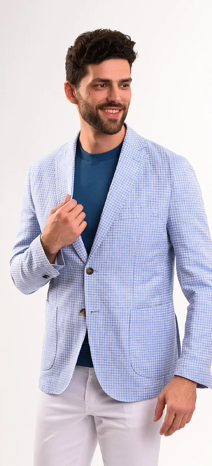 Alain Delon giacca estiva azzurra pied-de-poule