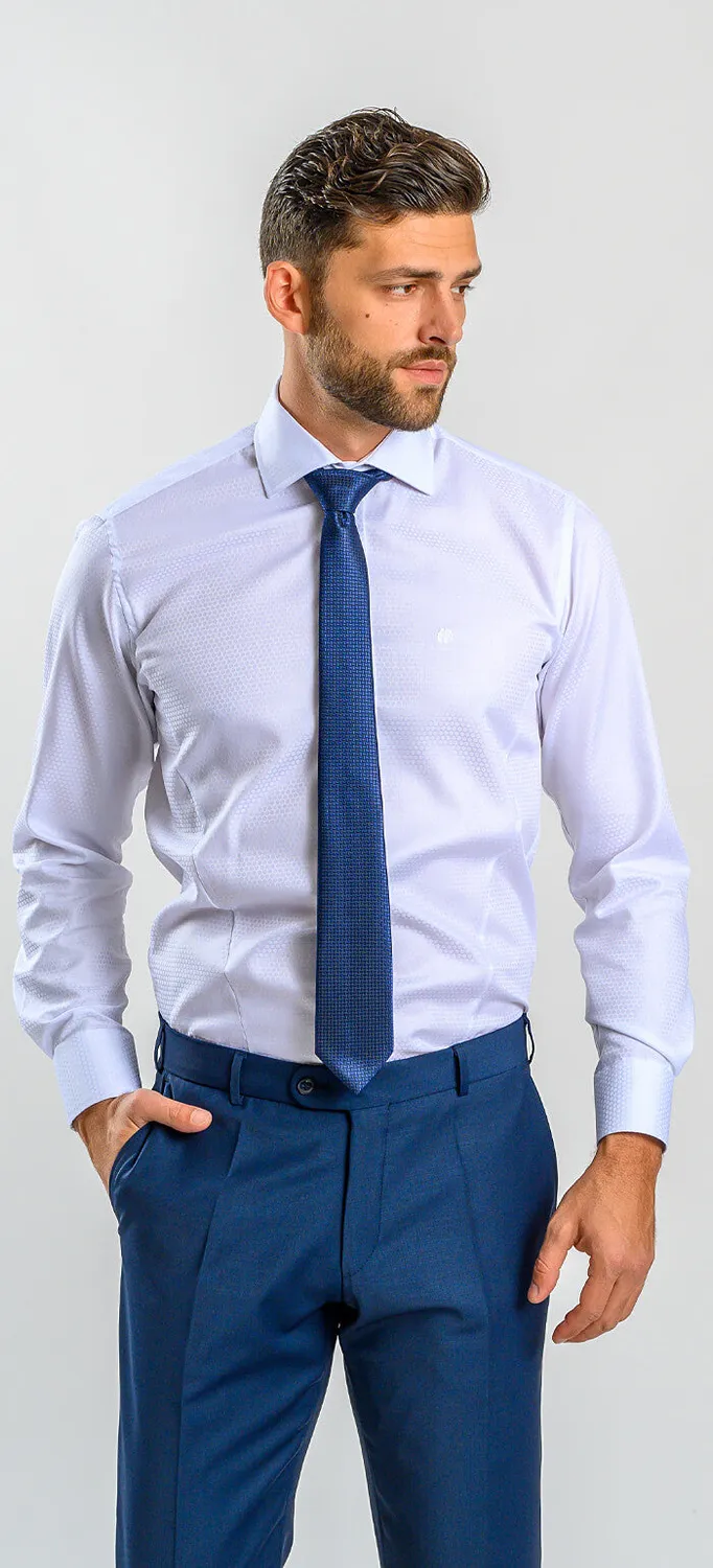 Alain Delon Camicia Bianca Pois Extra Slim Fit