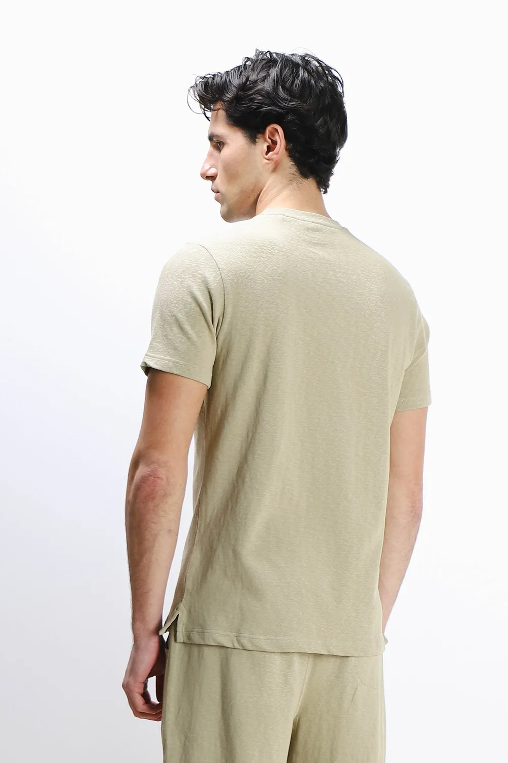 Sonny Bono Slub T-Shirt Kaki Effetto Lino