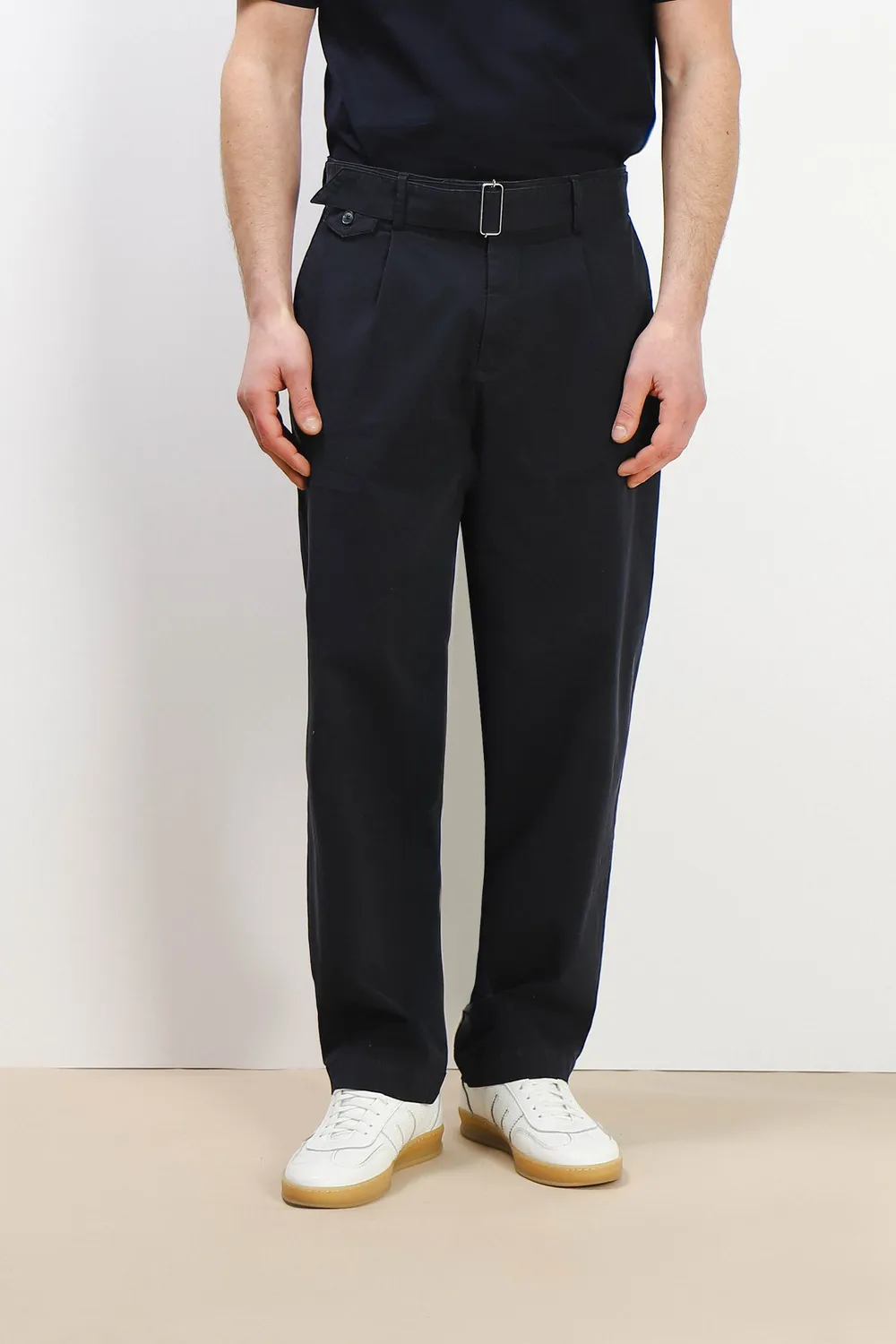 Sonny Bono pantalone chino doppia pence bleu con cinturino