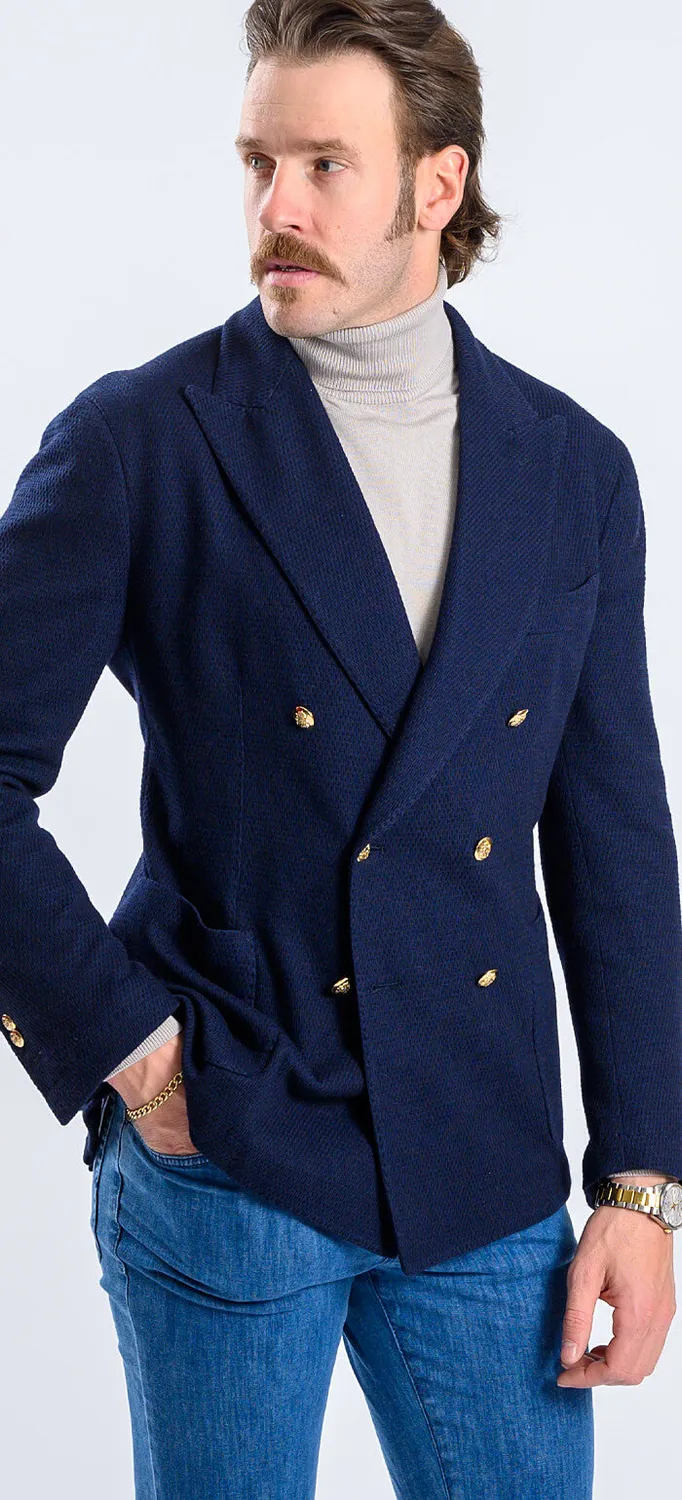Alain Delon blazer club blu doppiopetto bottoni oro
