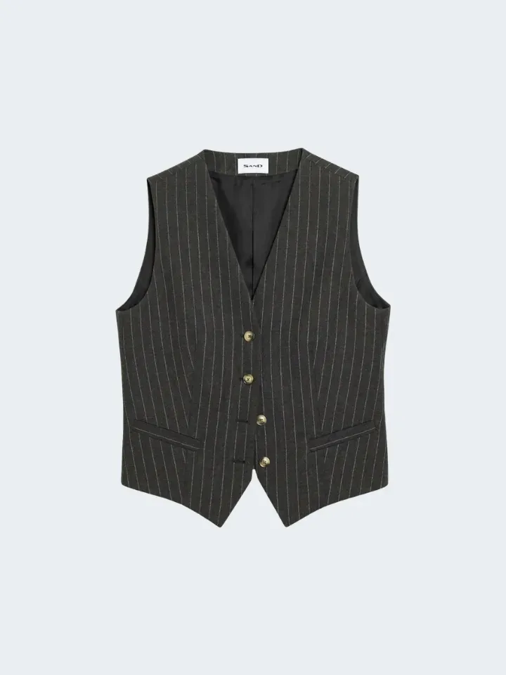 Sand 2603 Rubino gilet gessato grigio grafite