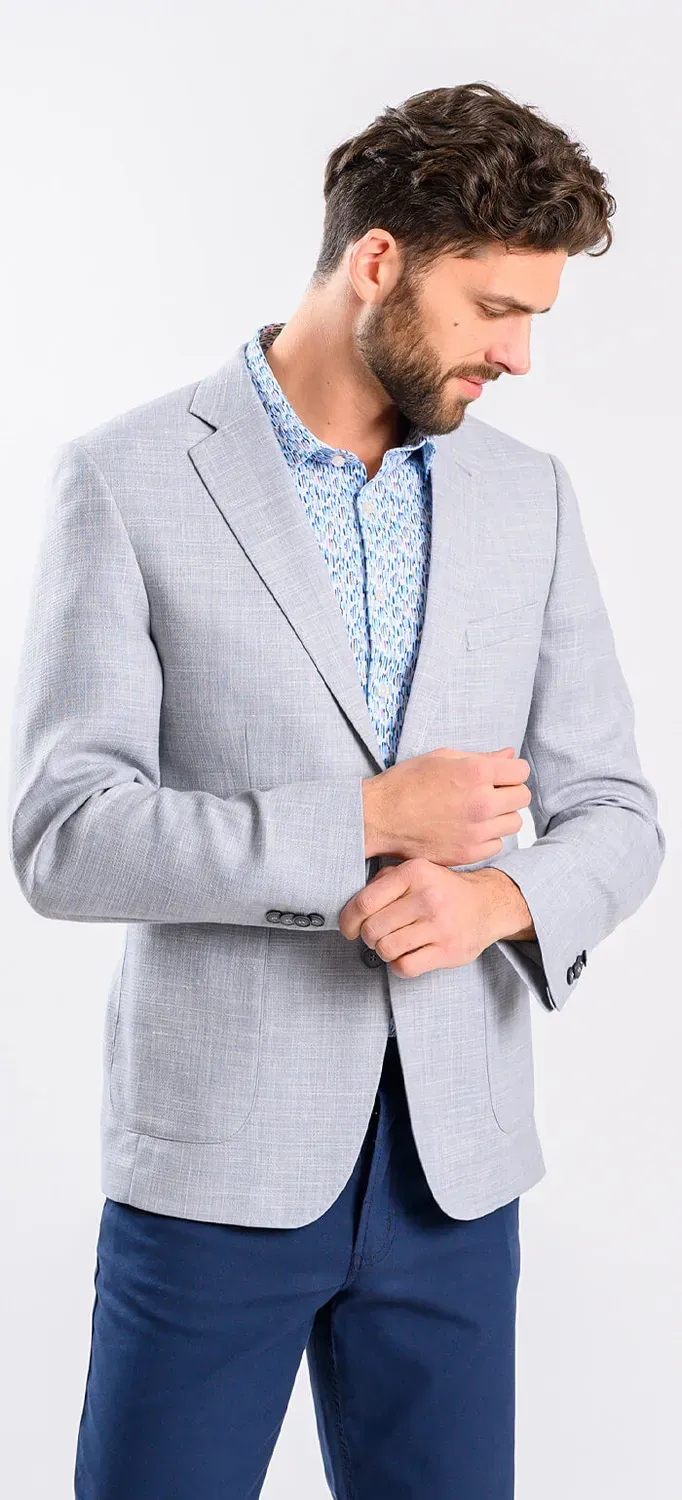 Alain Delon giacca grigia leggera lana-lino slim fit XL