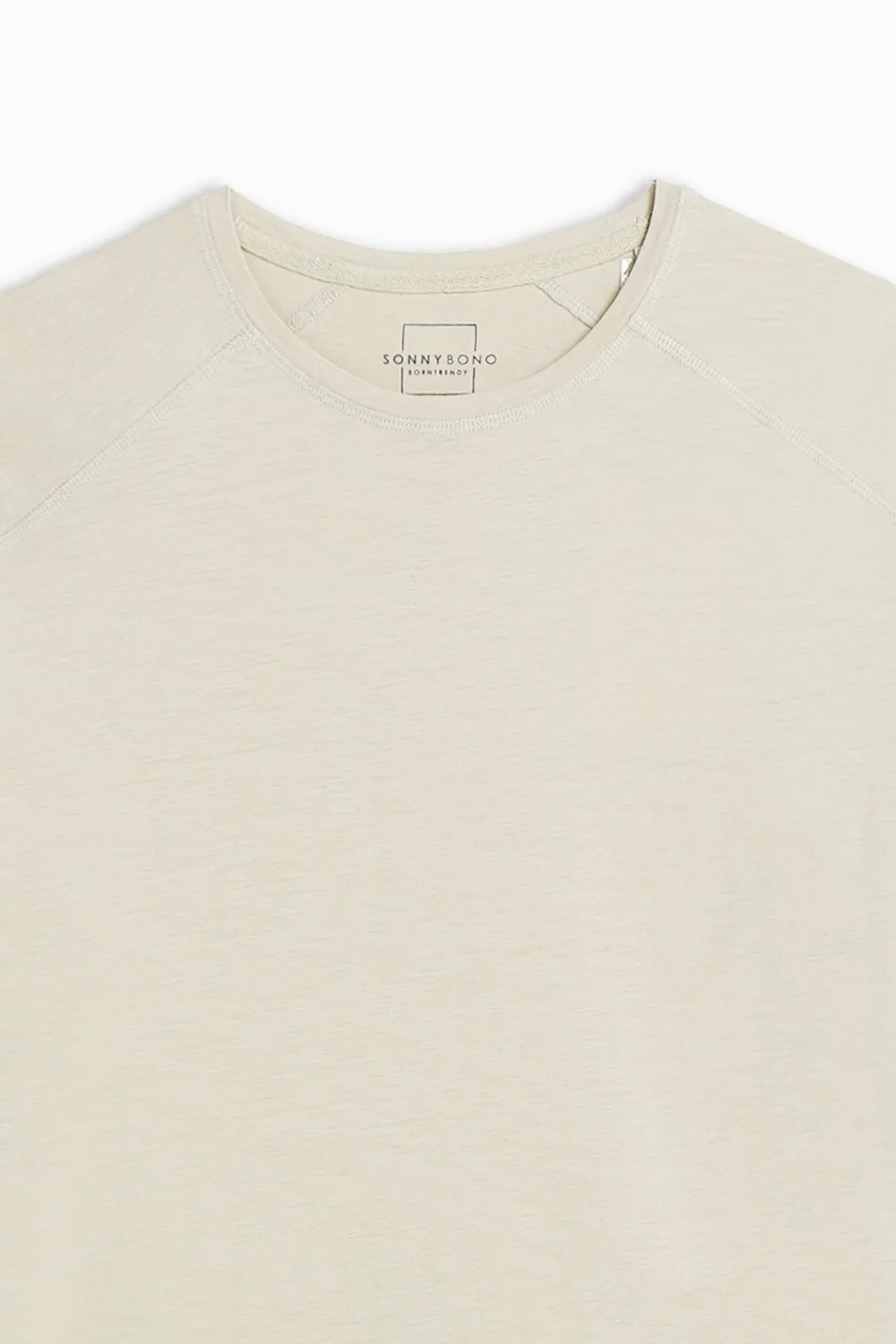 Sonny Bono Basic Slub Girocollo T-Shirt Beige Chiaro Traspirante
