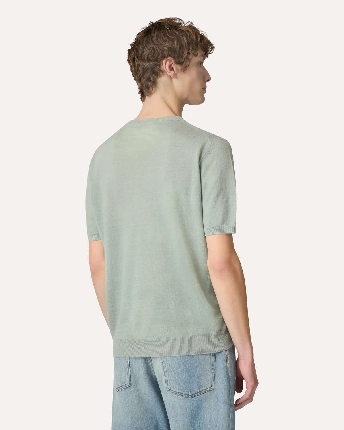 Lardini T-shirt maglia lino salvia manica corta