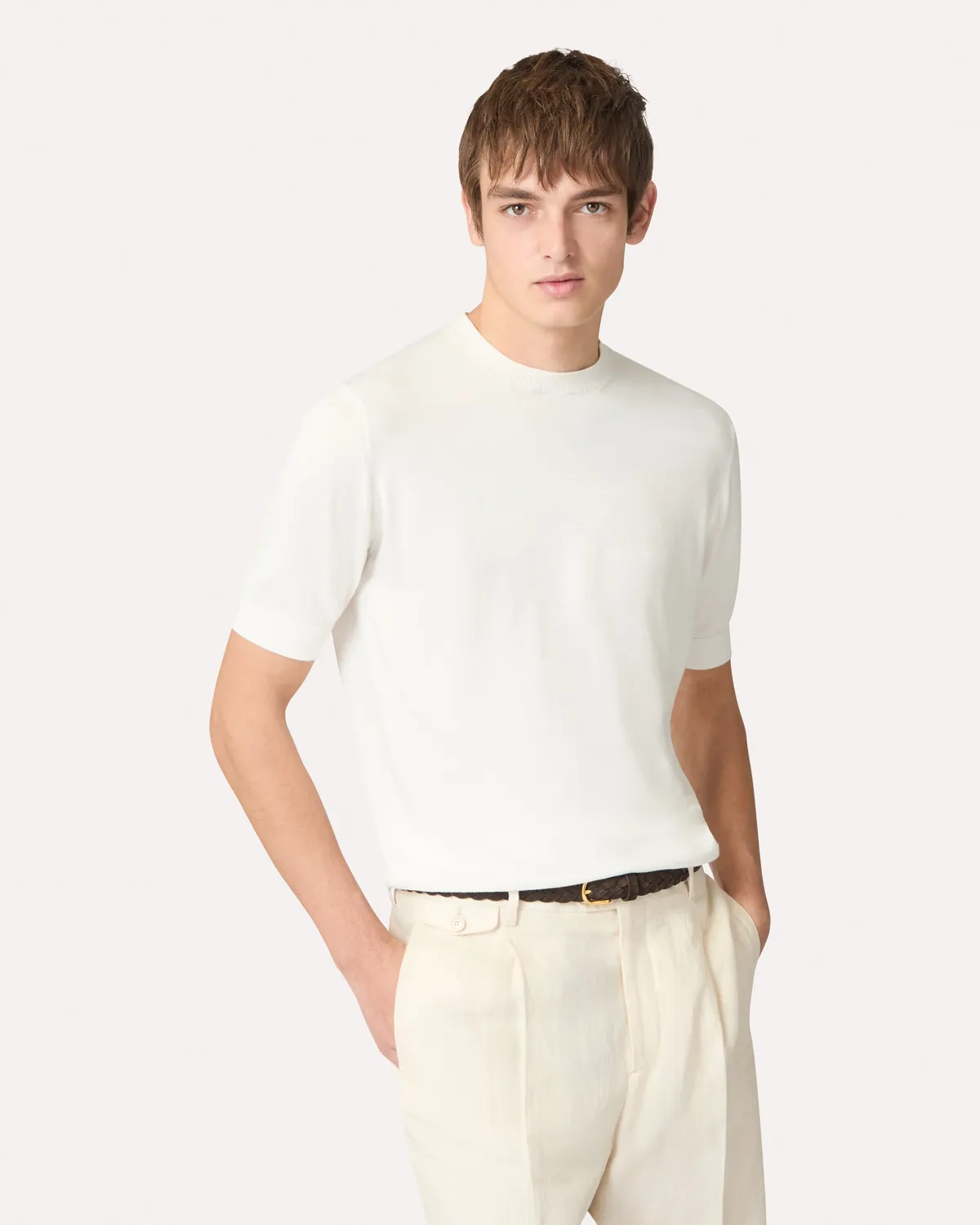 Lardini t-shirt maglia cotone bianca fiore