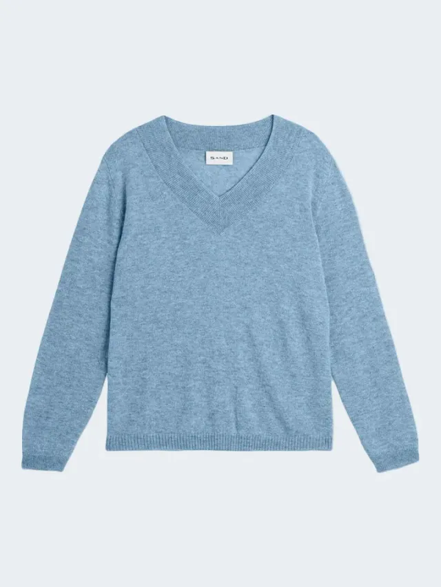 Sand Menswear Delmy maglione scollo V azzurro