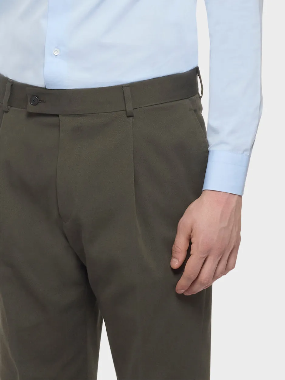 Caruso Norma pantalone carrot fit flanella lana verde