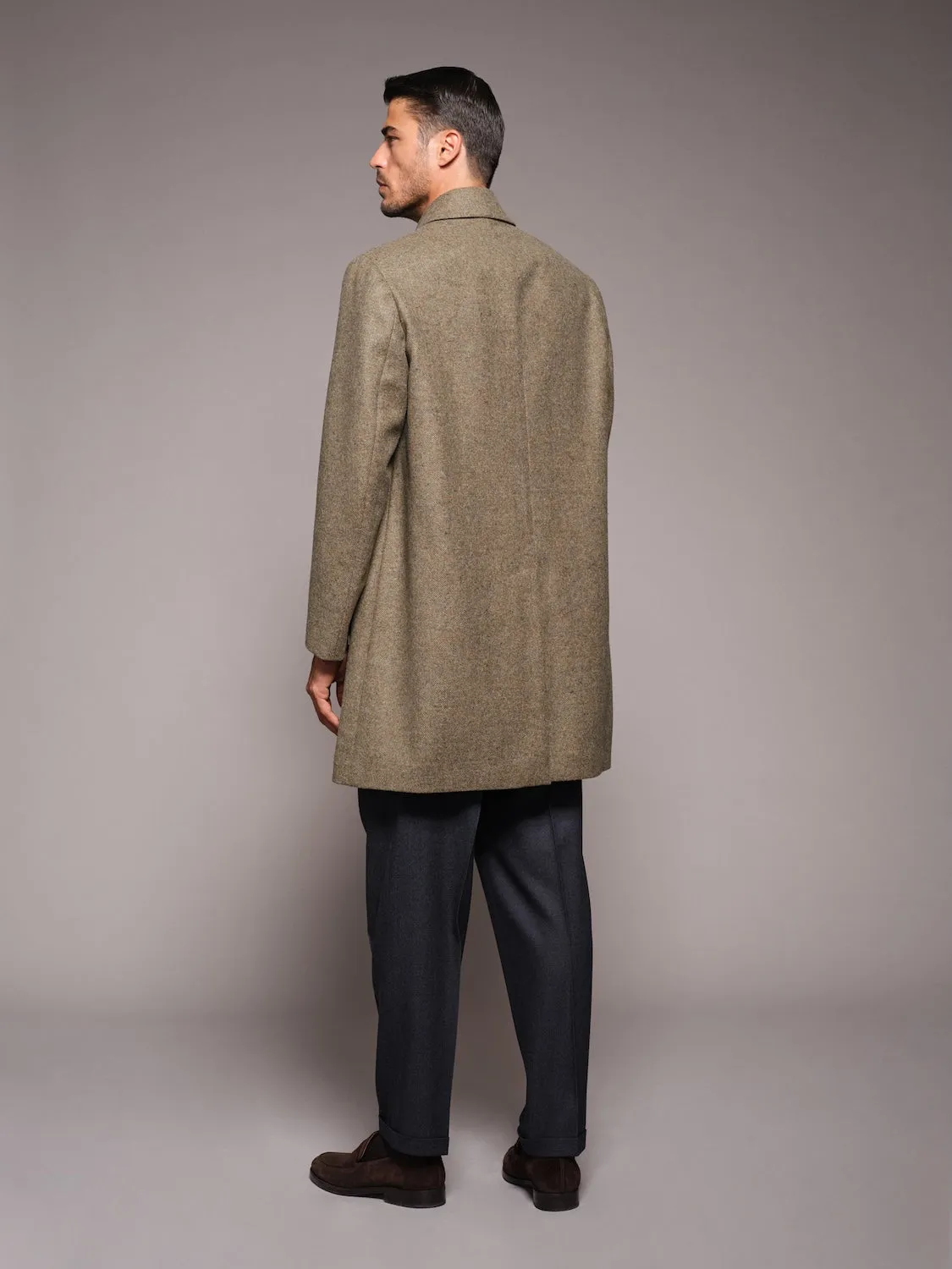 Caruso Butterfly Cappotto Monopetto Lana Verde 4 Bottoni