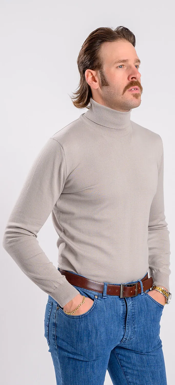 Alain Delon dolcevita grigio chiaro slim cotone