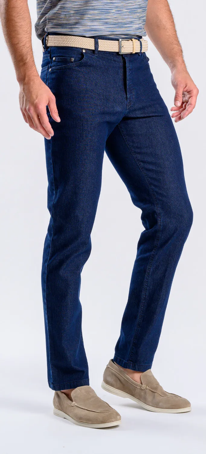 Alain Delon jeans dritti blu scuro cotone elasticizzato