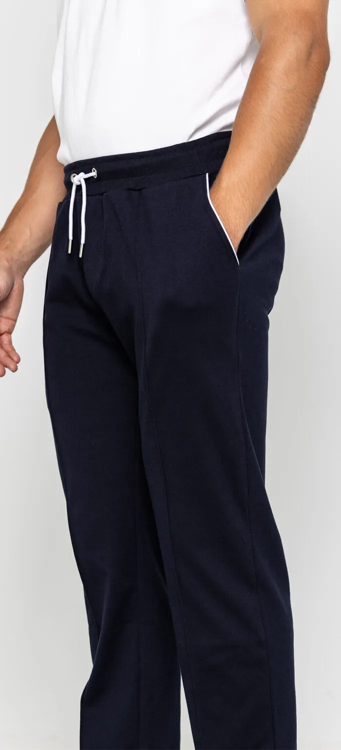 Alain Delon Pantaloni Tuta Blu Navy Elastici