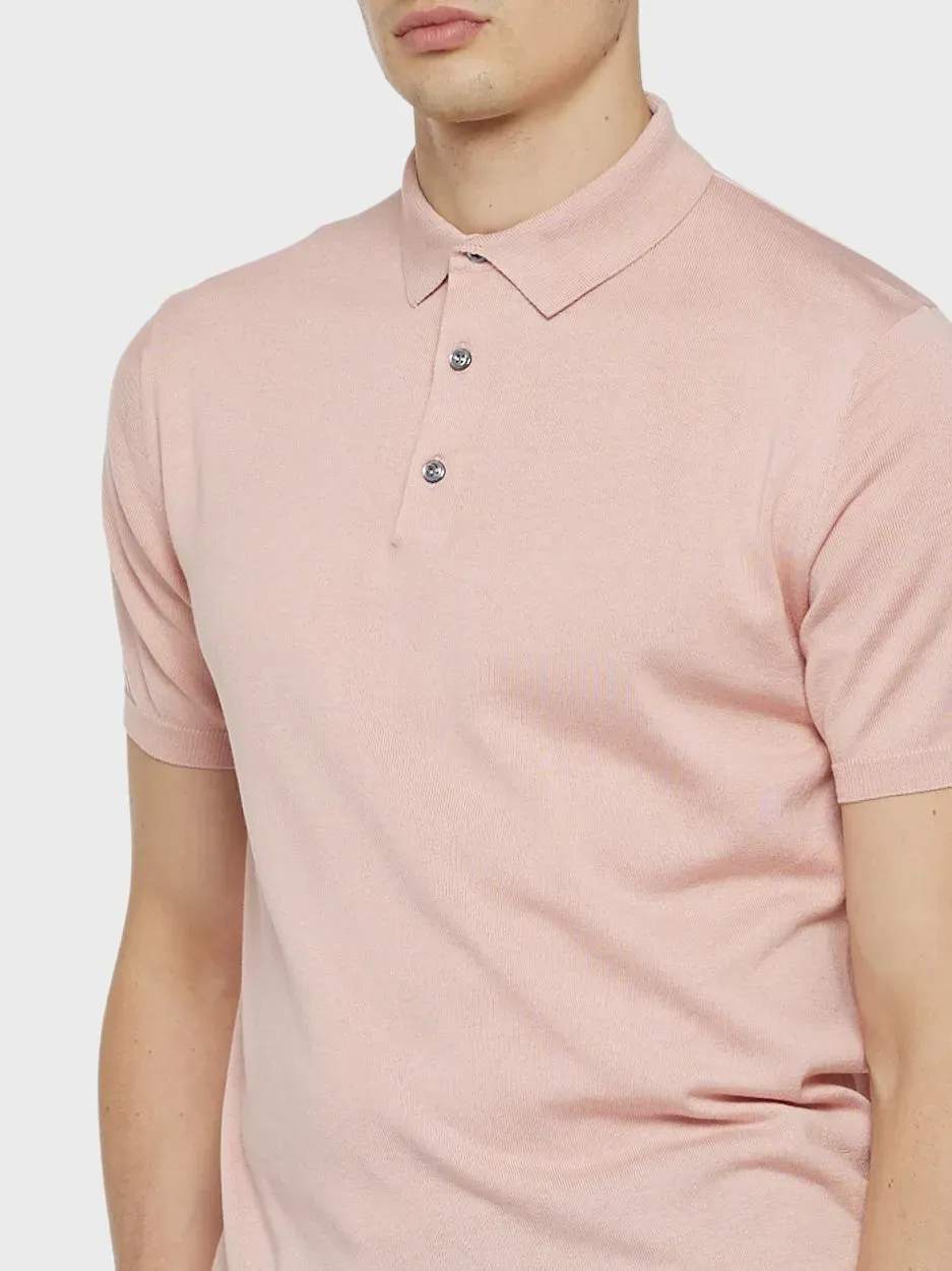 Caruso polo seta cotone rosa uomo