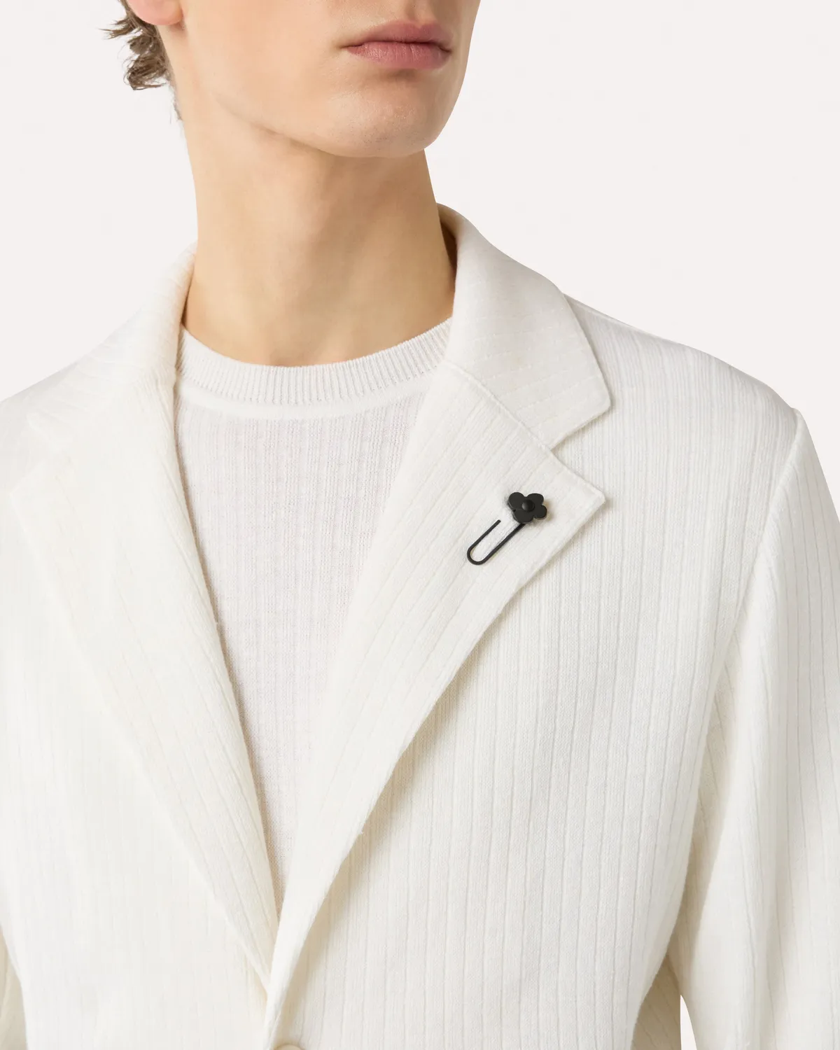 Lardini giacca monopetto bianca in maglia lino