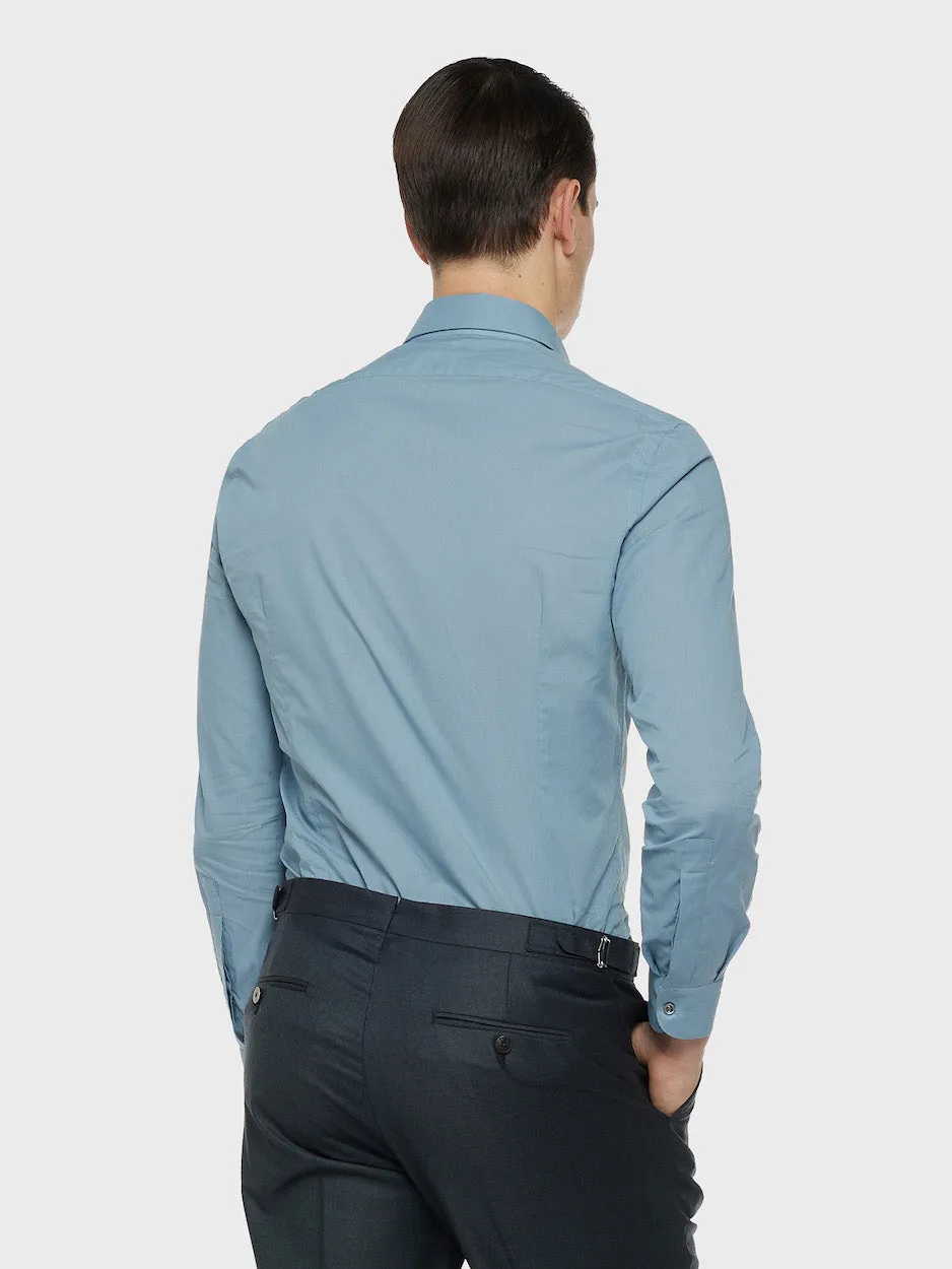 Caruso camicia slim in cotone verde mussola